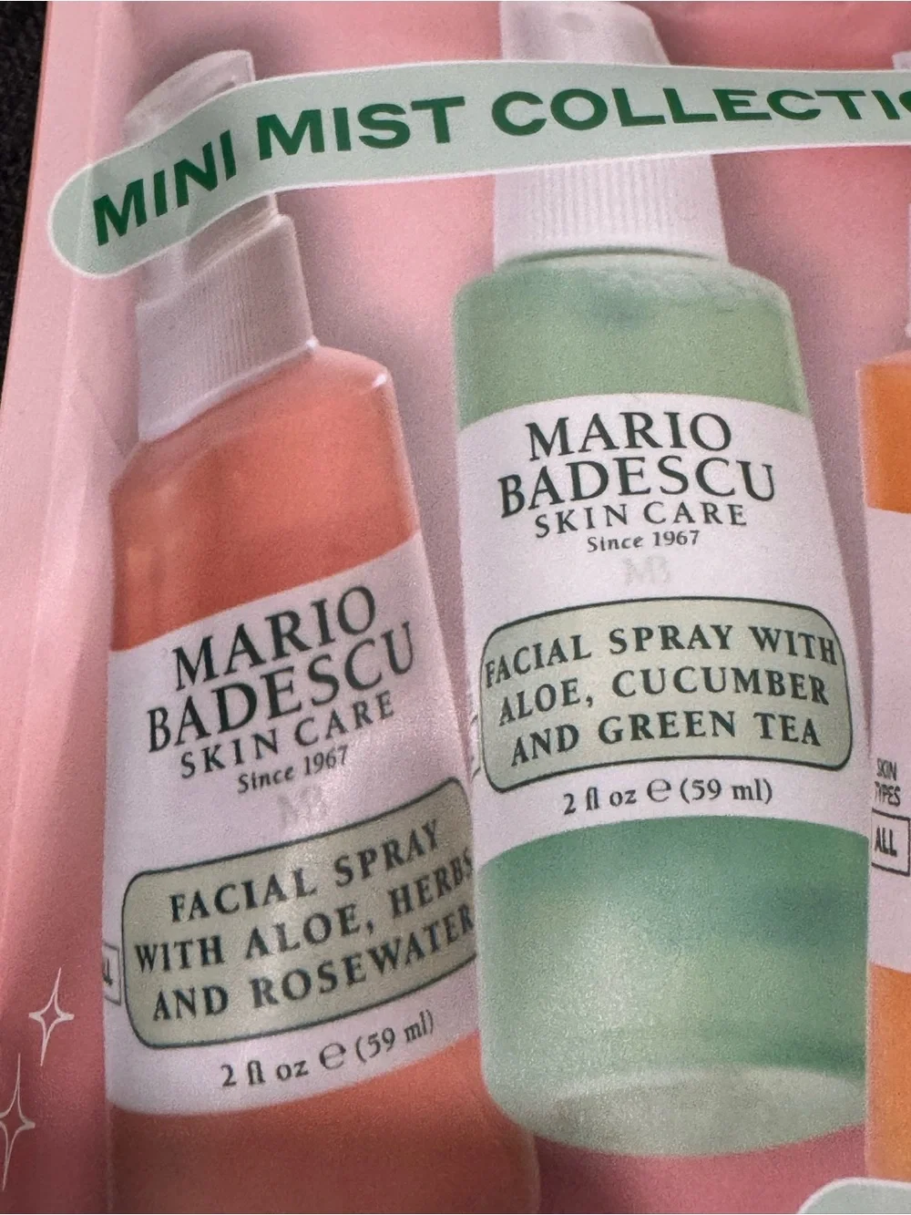 NEW Mario Badescu Mini Mist Collection Set 4 Travel Size Spray